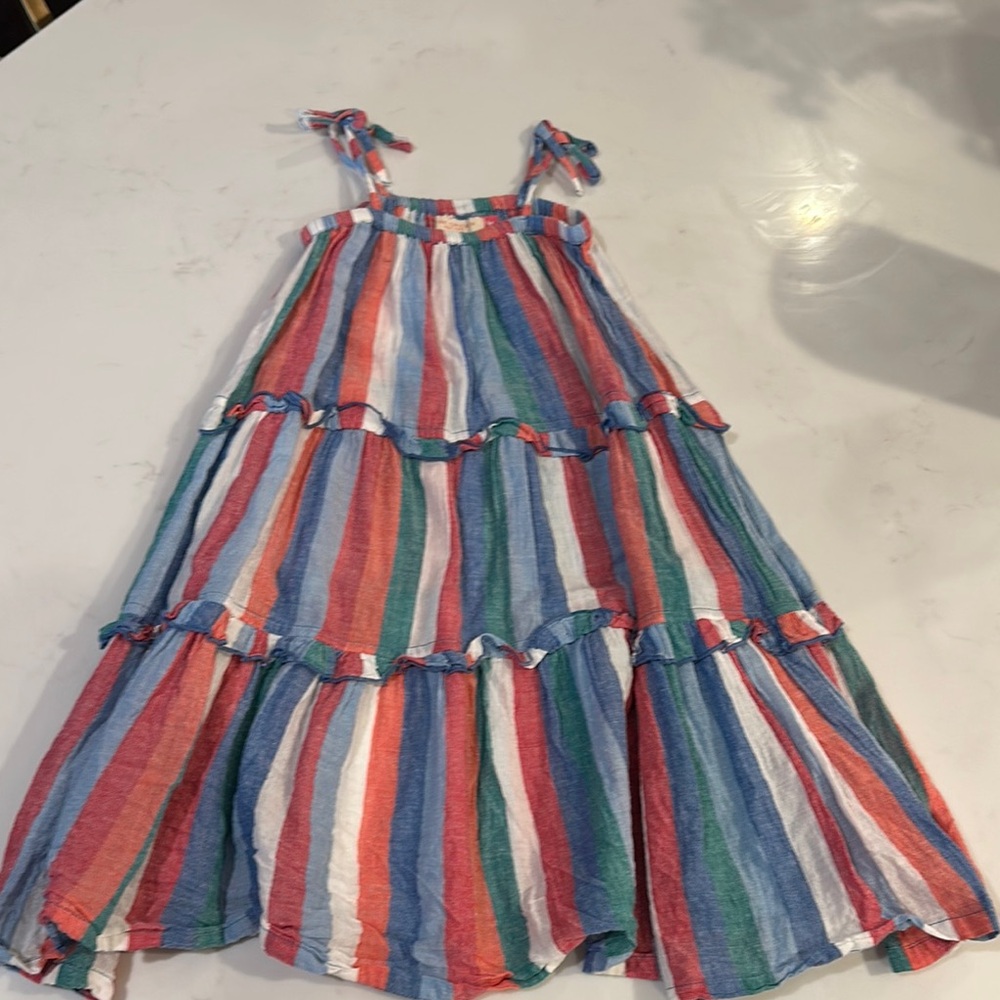 Pink Chicken Pink and Blue Ruffled Tiered Sundress